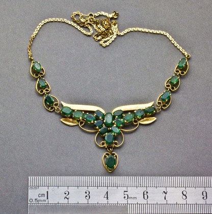 Brazilian Emerald and 14 Carat Gold Necklace